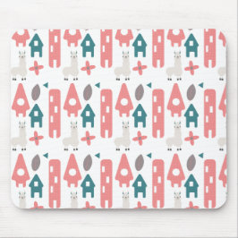 Coral Green Llama Alpaca Animal Homs Mousepad