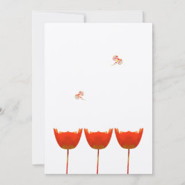 Coral & Grey Poppies Butterfly Wedding Einladung