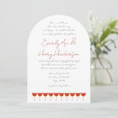 Coral & Grey Poppies Butterfly Wedding Einladung (Stehend Vorderseite)
