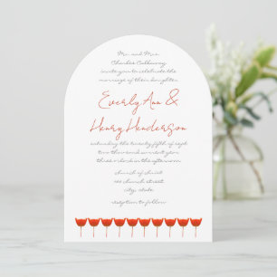 Coral & Grey Poppies Butterfly Wedding Einladung