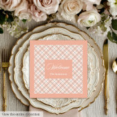 Coral Grey Table Napkins Custom Name Chic Design Serviette