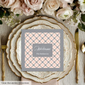 Coral Grey Tartan Napkins Personalized Modern Set Serviette