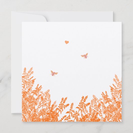 Coral & Grey Wild Blume Bee Wedding Save the Date (Rückseite)