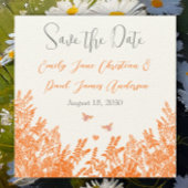 Coral & Grey Wild Blume Bee Wedding Save the Date