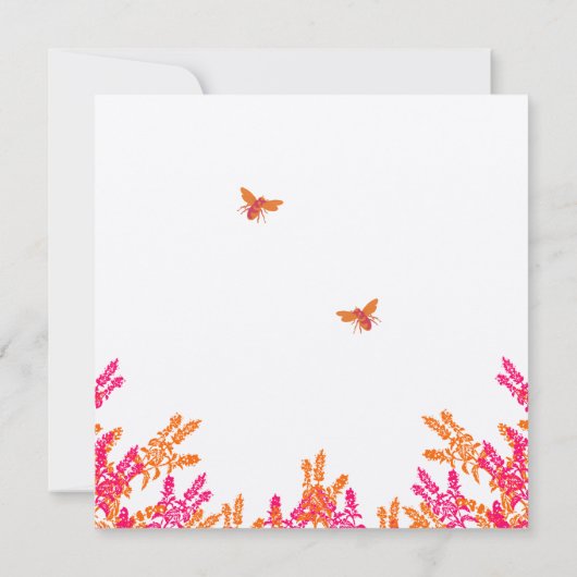 Coral & Grey Wild Blume Bee Wedding Save the Date (Rückseite)