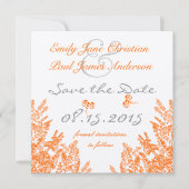 Coral & Grey Wild Blume Bee Wedding Save the Date (Vorderseite)