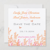 Coral & Grey Wild Blume Bee Wedding Save the Date (Vorderseite)