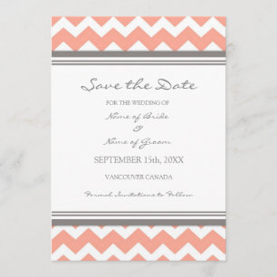 Coral Grey Zickzack Foto Hochzeit Speichern Sie da Save The Date
