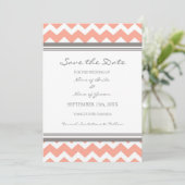 Coral Grey Zickzack Foto Hochzeit Speichern Sie da Save The Date (Stehend Vorderseite)