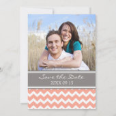 Coral Grey Zickzack Foto Hochzeit Speichern Sie da Save The Date (Rückseite)