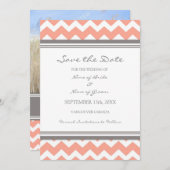 Coral Grey Zickzack Foto Hochzeit Speichern Sie da Save The Date (Vorne/Hinten)
