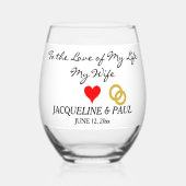 Coral Groom to Bride Red Heart Gold Weinglas Ohne Stiel (Vorderseite)