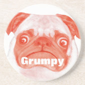 Coral Grumpy Puggy Sandstein Untersetzer (Vorne)