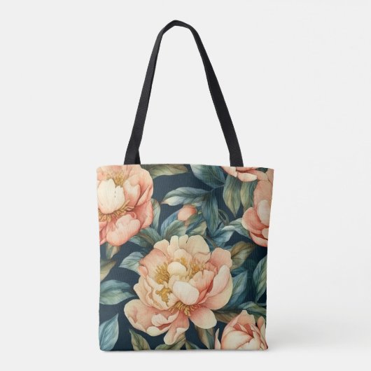 Coral Grunge Floral Tasche (Rückseite)