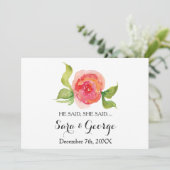Coral He sagte: "Sie sagte Brautparty-Spielkarte" Einladung (Stehend Vorderseite)
