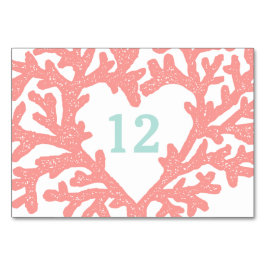 Coral Heart Aqua Beach Hochzeiten Tischnummern