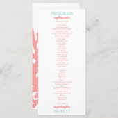 Coral Heart Aqua Beach Hochzeitsprogramm Programm (Vorne/Hinten)