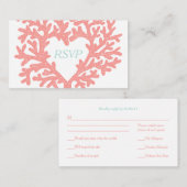 Coral Heart Aqua Beach Hochzeitsreaktion UAWG Begleitkarte (Vorne/Hinten)