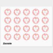 Coral Heart Aqua Beach Hochzeitsticker Runder Aufkleber (Blatt)