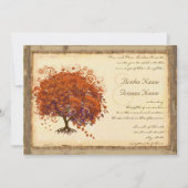 Coral Heart Leaf Tree Rustic Barn Forest Wedding Einladung (Vorderseite)