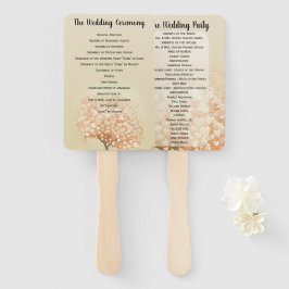 Coral Heart Leaf Tree Wedding Program Fächer