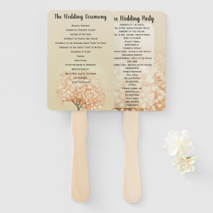 Coral Heart Leaf Tree Wedding Program Fächer