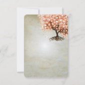 Coral Heart Leaf Tree Wedding Vielen Dank Dankeskarte (Rückseite)