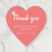 Coral Heart Vielen Dank Baby Dusche für Mädchen Geschenkanhänger (Vorderseite)
