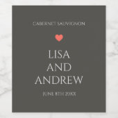 Coral Heart Wedding Weinetikett (Einzelnes Label)