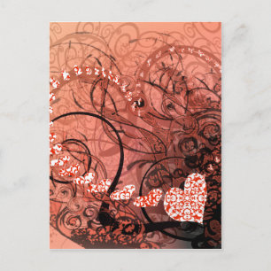 Coral Heart Wirbel Postkarte