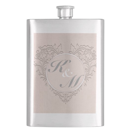 Coral HeartyChic Flachmann (Vorderseite)