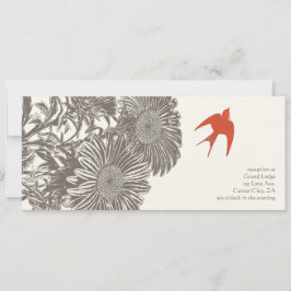 Coral Heirloom Floral Vintag Bird Wedding Einladung