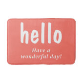 Coral Hello Typografy Badematte (Vorderseite)