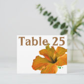 Coral Hibiskus Tischnummer Card (Stehend Vorderseite)