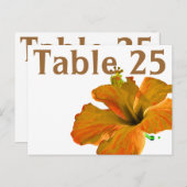 Coral Hibiskus Tischnummer Card (Vorne/Hinten)