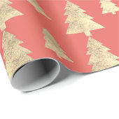 Coral Hütte Gold Blush Weihnachtsbaum Candy Kraf Geschenkpapier (Rolleneckpunkt)