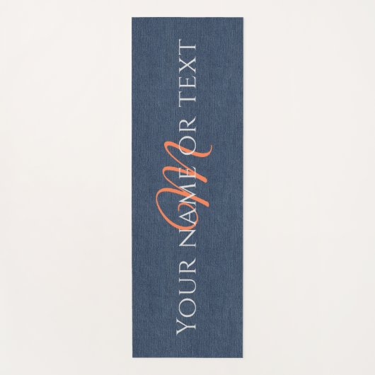 Coral Initial, Name Blue Denim Print Yogamatte (Vorderseite)
