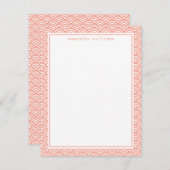 Coral Japanese Seigaiha Muster Einladung (Vorne/Hinten)