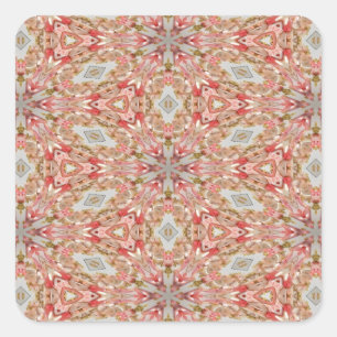 Coral Kaleidoskop Quadratischer Aufkleber