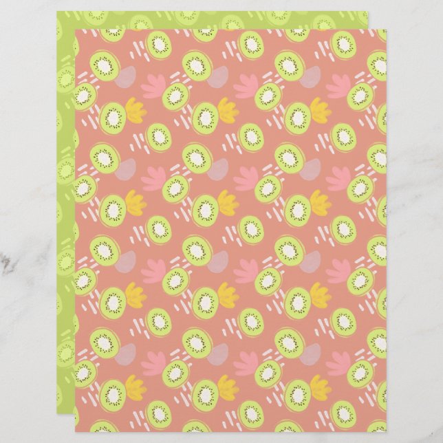 Coral Kiwi Scrapbook Paper (Vorne/Hinten)