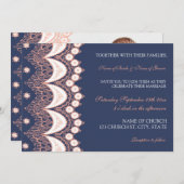 Coral Lace Pattern Foto Hochzeit Einladung Cards (Vorne/Hinten)