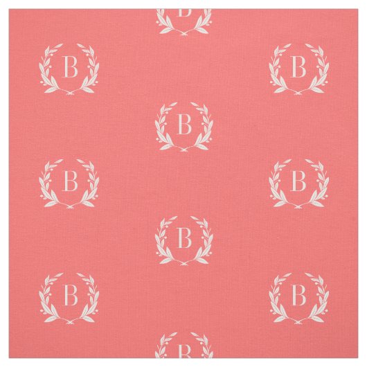 Coral Laurel Wreath Monogram Stoff (Muster)