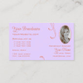 Coral Lavender Chic Verziert mit Logos und Foto Visitenkarte (Rückseite)