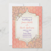 Coral Lavender Gold marokkanische Glam Indian Wedd Einladung (Vorderseite)