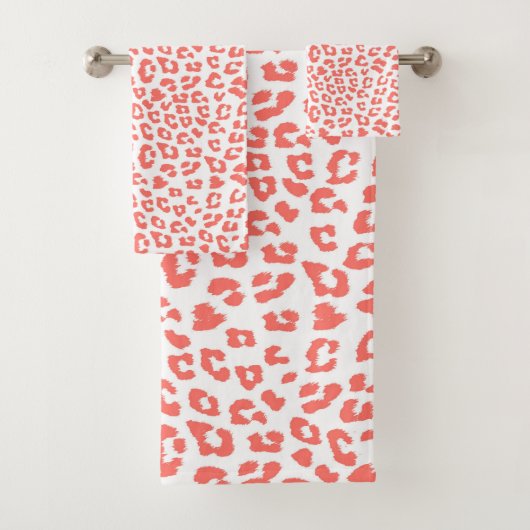 Coral Leopard Print Badhandtuch Set (Insitu)