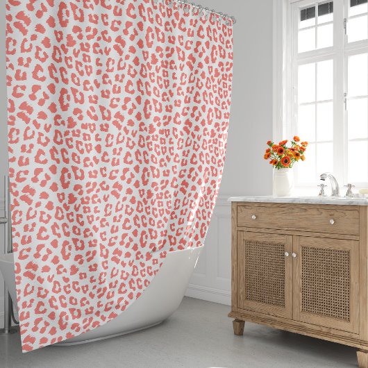 Coral Leopard Print Duschvorhang