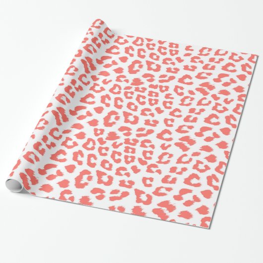 Coral Leopard Print Geschenkpapier (Ungerollt)