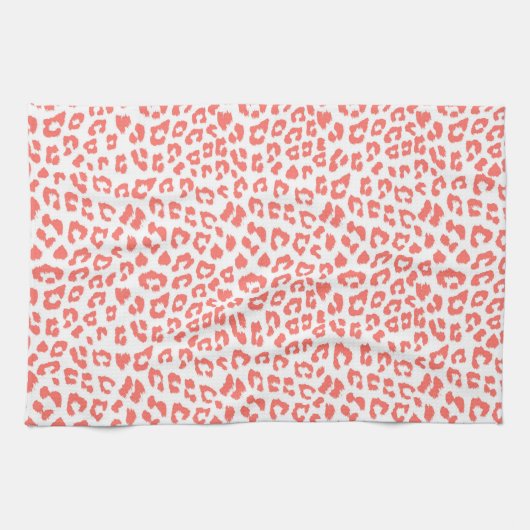 Coral Leopard Print Geschirrtuch (Horizontal)
