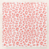 Coral Leopard Print Glasuntersetzer (Vorderseite)