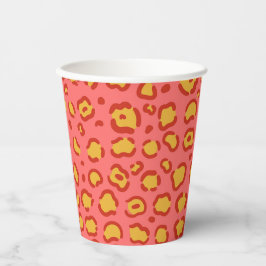 Coral Leopard Print Pappbecher